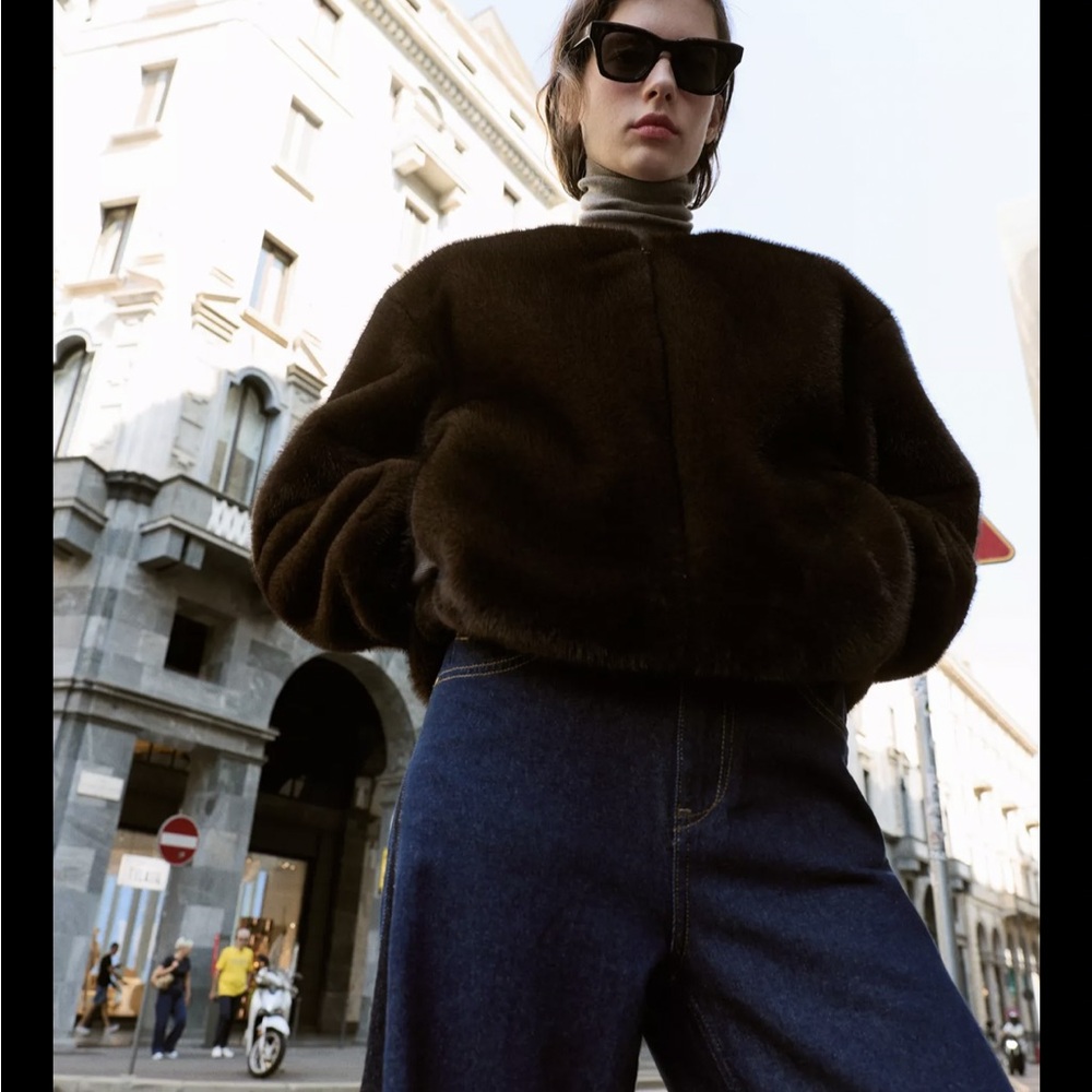 Zara Dark Brown Bomber Jacket